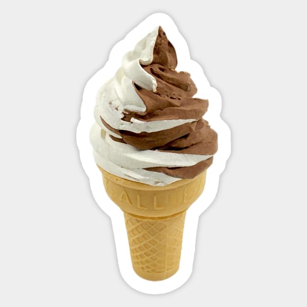 Twist Ice Cream Cone - Chocolate & Vanilla Sticker by oggi0